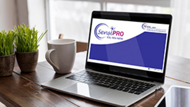 Logo der SensiPro-Schulung ist auf dem Laptop dargestellt. Logo der SensiPro-Schulung ist auf dem Laptop dargestellt.