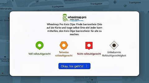 Einstiegs-Webseite zur Wheelmap des Kreises Olpe